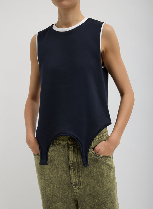 Tibi Navy Active Knit Flip Tank