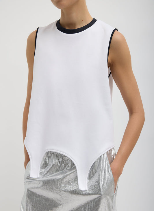 Tibi White Active Knit Flip Tank