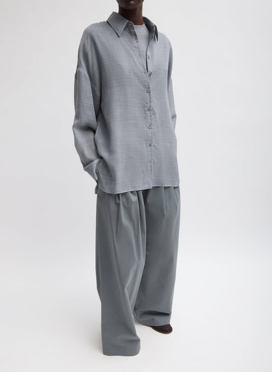 Tibi Heather Grey Sheer Wool Gauze Oversized Shirt