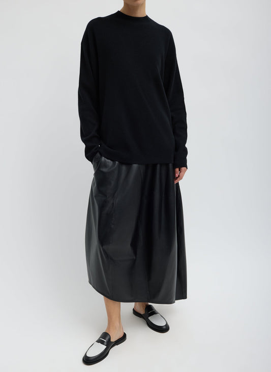Tibi Black Leather Asymmetrical Balloon Skirt