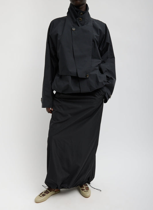 Tibi Black Italian Sporty Nylon Maxi Anorak Skirt