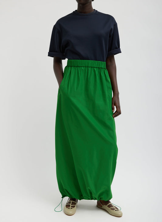 Tibi Green Italian Sporty Nylon Maxi Anorak Skirt