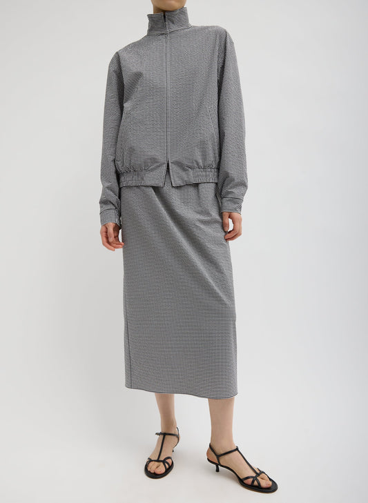 Tibi Black/White Gingham Tech Gingham Slip Skirt