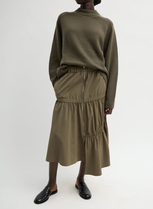 Tibi Dark Hazelnut Tech Suiting Asymmetrical Skirt
