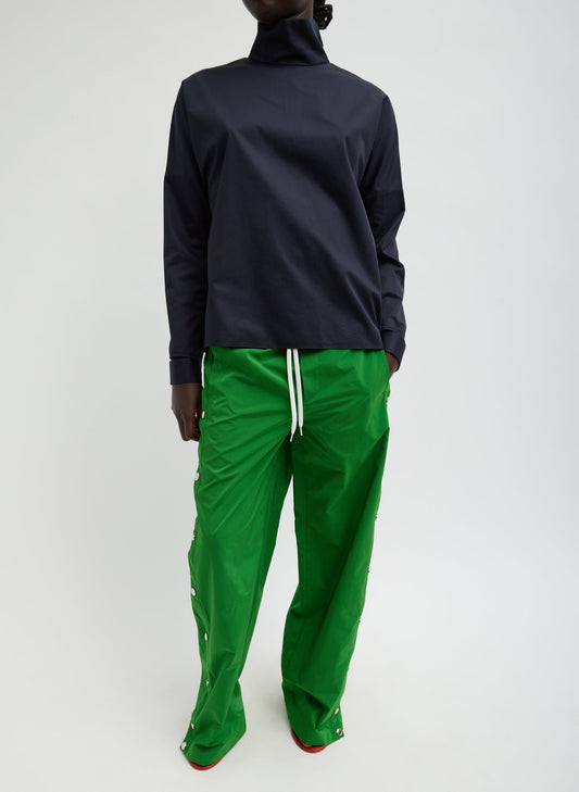Tibi Green Nylon Snap Pull On Jogger