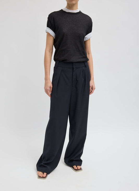 Tibi Navy Tropical Wool Stella Pant
