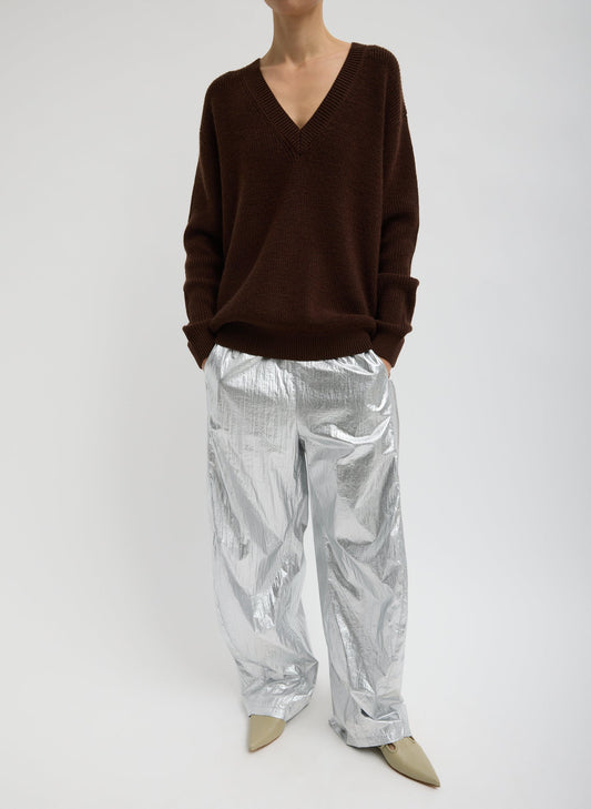 Tibi Silver Silver Metallic Nylon Winslow Pant