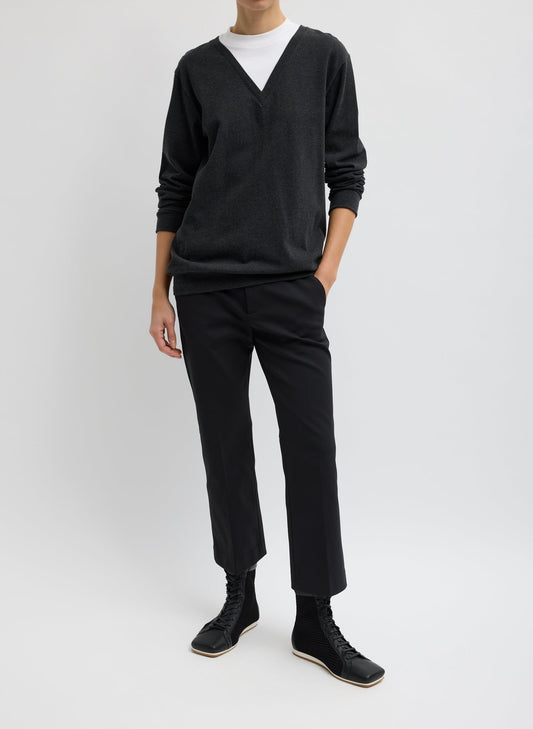 Tibi Black Compact Tech Knit Cropped Bootcut Pant